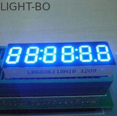 อัลตราไวโอเลตสีน้ำเงิน 6 หลัก 7 ส่วน LED แสดง 0.32 นิ้วมีพื้นผิวสีดำ